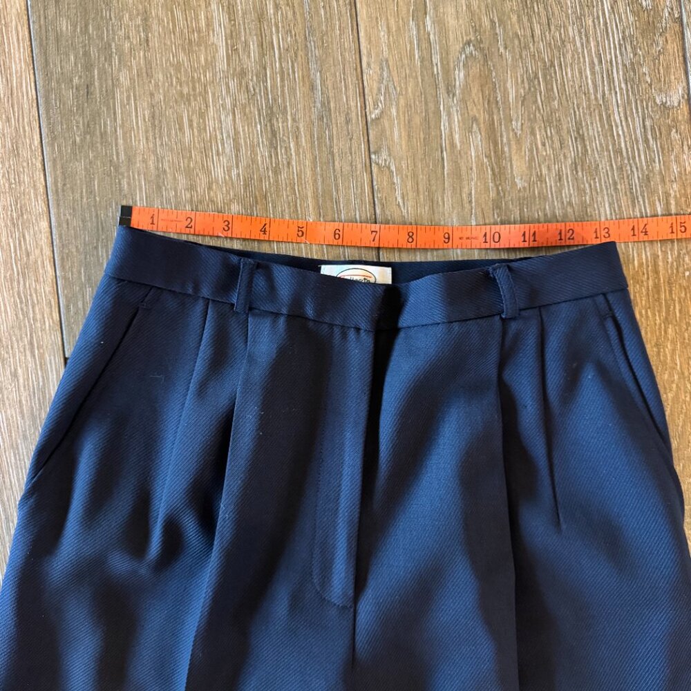 Talbots Petites dark navy wool/stretch pleated cuffed lined dress pants size 8P - Picture 2 of 11